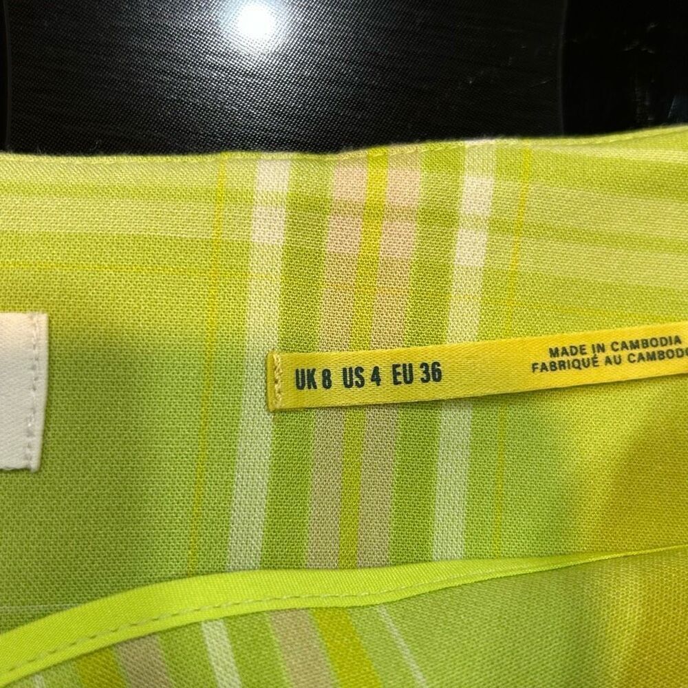 Maeve Anthropologie Skirty Godet Skort chartreuse green plaid size 4 NEW - Picture 6 of 10